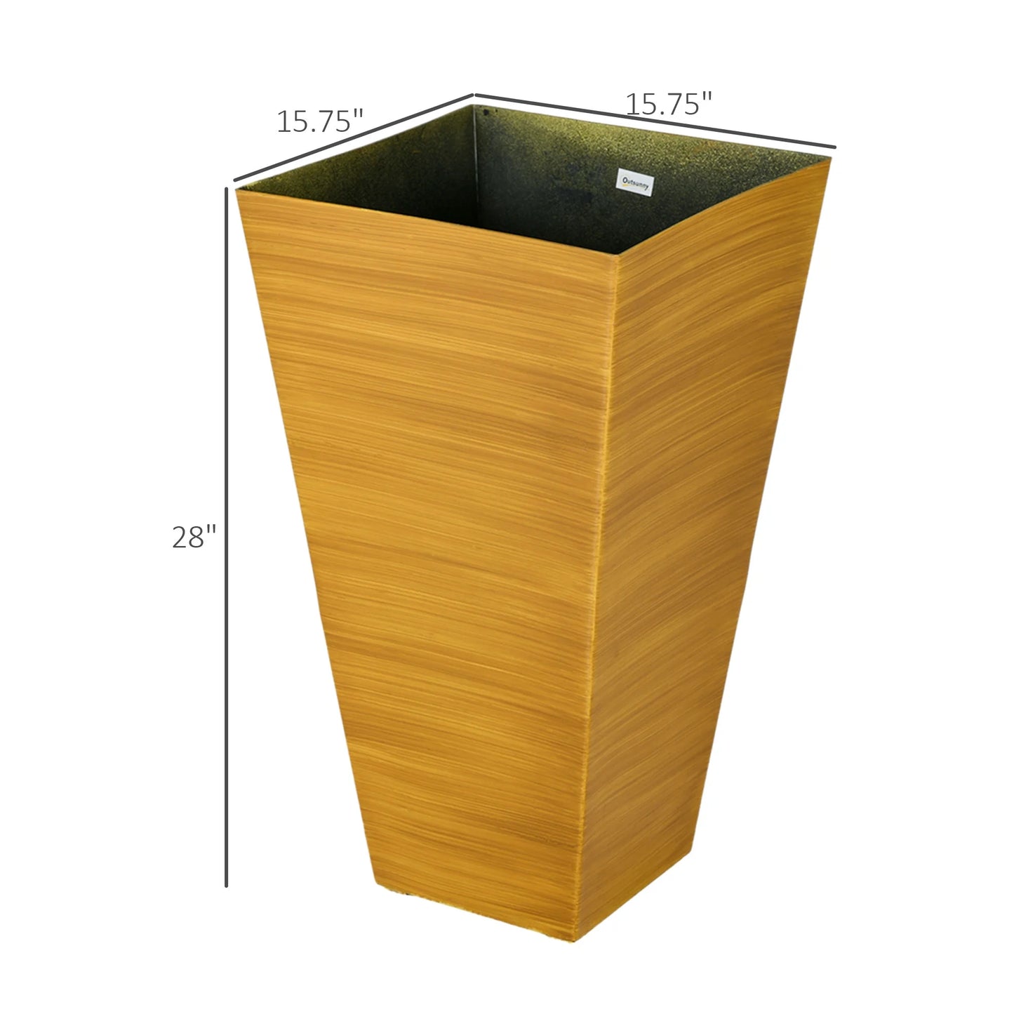 DUOSONG Outsunny 28" Tall Outdoor Planters, Set Of 3 Large Taper Planters With Drainage Holes And Plug, Faux Wood Plastic Flower Pots For Outdoor, Indoor, Garden, Patio, Tan Brown Polypropylene