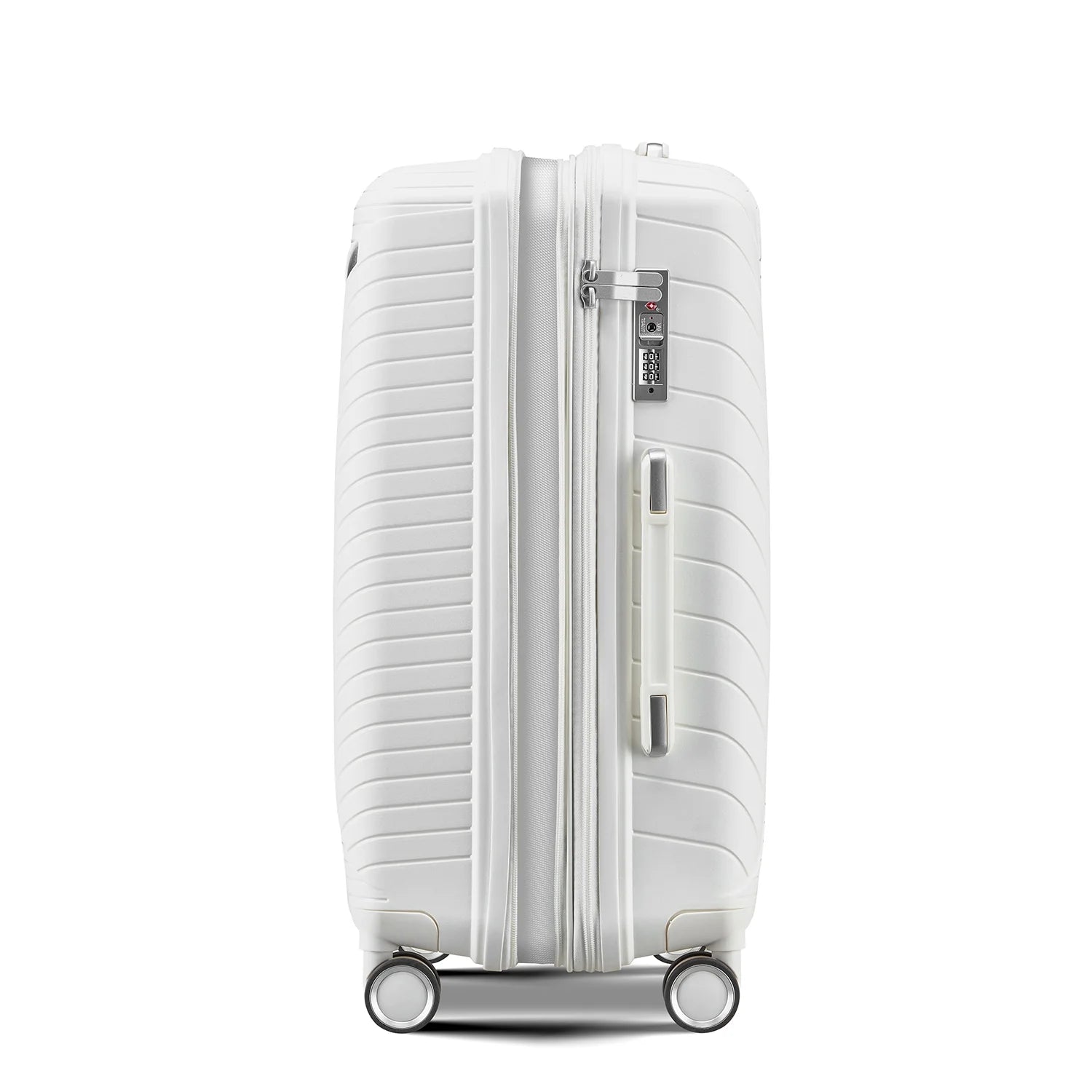 4 Piece Luggage Set, Expandable Lightweight Suitcase Set, PP Materials Travel Luggage with TSA Lock Spinner Wheels, White (14/20/24/28)