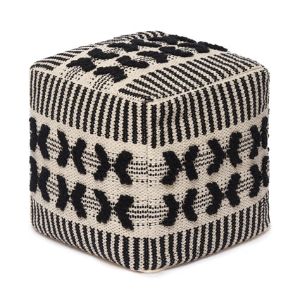 REDEARTH ? Tufted Pouf Ottoman with Filler Textured Storage Cube Bean Bag Pouffe Footrest for Living Room, Bedroom, Nursery, Kidsroom; 100% Cotton (17.5"X17.5"X17.5", Diamond Virgule)