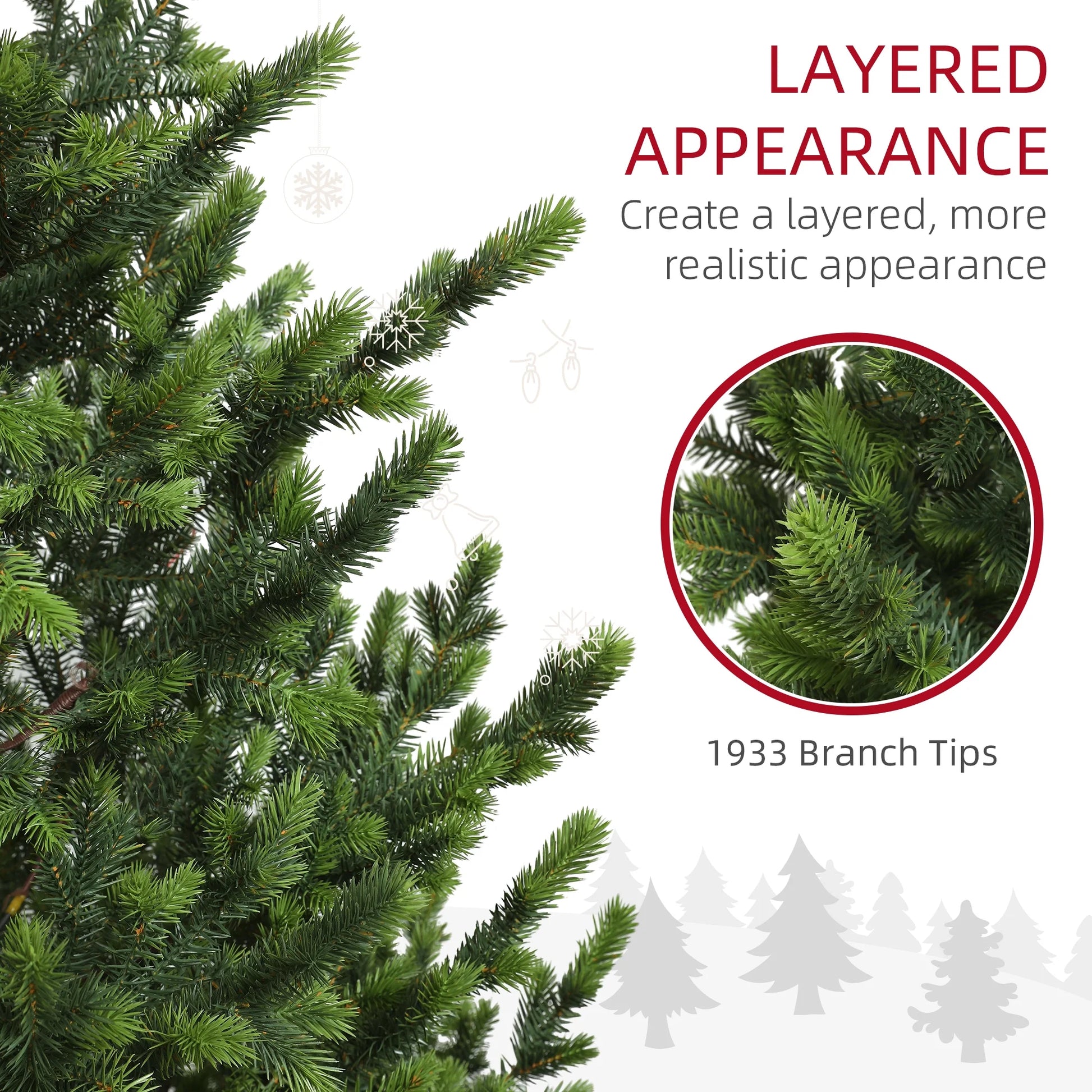 HOMCOM 6ft Artificial Sparse Christmas Tree with Steel Stand and 1933 Tips for Home Office Holiday