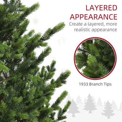 HOMCOM 6ft Artificial Sparse Christmas Tree with Steel Stand and 1933 Tips for Home Office Holiday