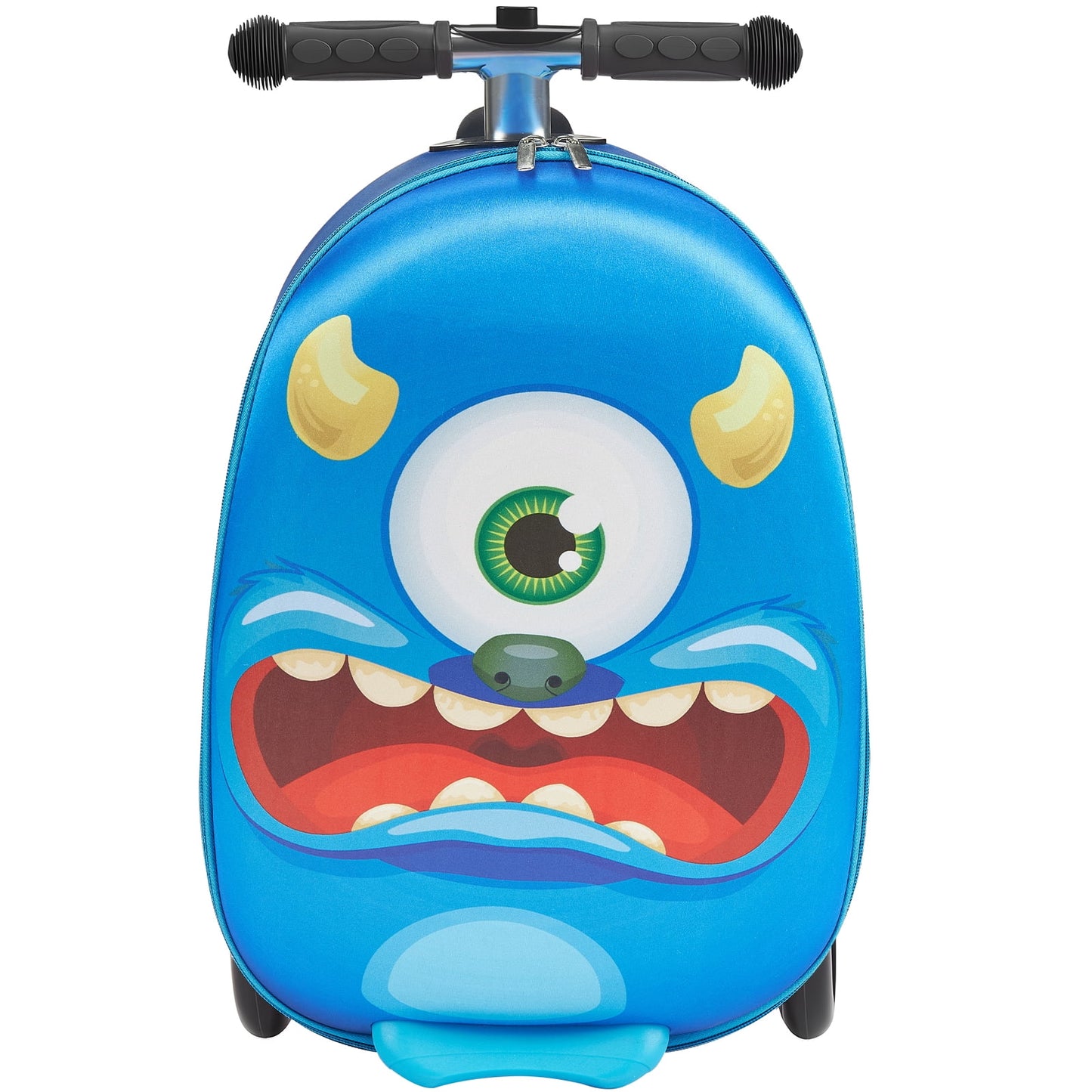 KFFKFF Ride-on Luggage for Kids, 20L Capacity, 20-Inch Scooter Suitcase with Flashing PU Wheels, Adjustable Handle & Non-Slip Grip, Foldable and Lightweight Design for Children Aged 5+, Blue