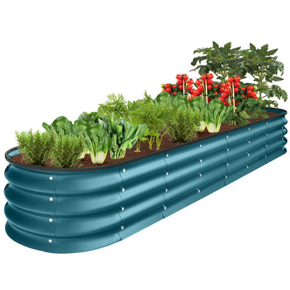 Best Choice Products 8x2x1ft Outdoor Metal Raised Oval Garden Bed, Planter Box for Vegetables, Flowers - Charcoal