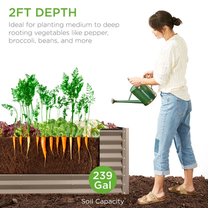 Best Choice Products 8x2x2ft Raised Metal Outdoor Garden Bed, Planter Box for Flowers, Vegetables, Herbs - Taupe