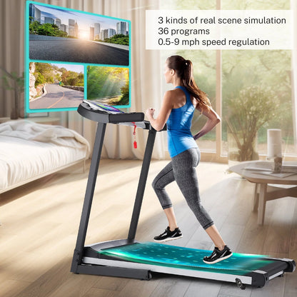 Tikmboex Electric Motorized Treadmill with 3 Incline Levels 3.25HP Brushless Motor WiFi Connection and APP Control for Home Office Walking Running