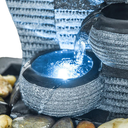 10 1/5" H Desktop Water Fountain, 4 Tier Waterfall with LED Light, Indoor Waterfall Tabletop Fountains for Home Office Decor