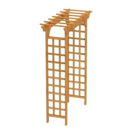 CAMSCH 85'' Premium Outdoor Wooden Arbor Arch with Trellis, Straight top, Pergola Arch for Climbing Plants, Wood Garden Yard Lattice, Wedding Arch for Ceremony, 63''(L) x 26''(W) x 85''(H)