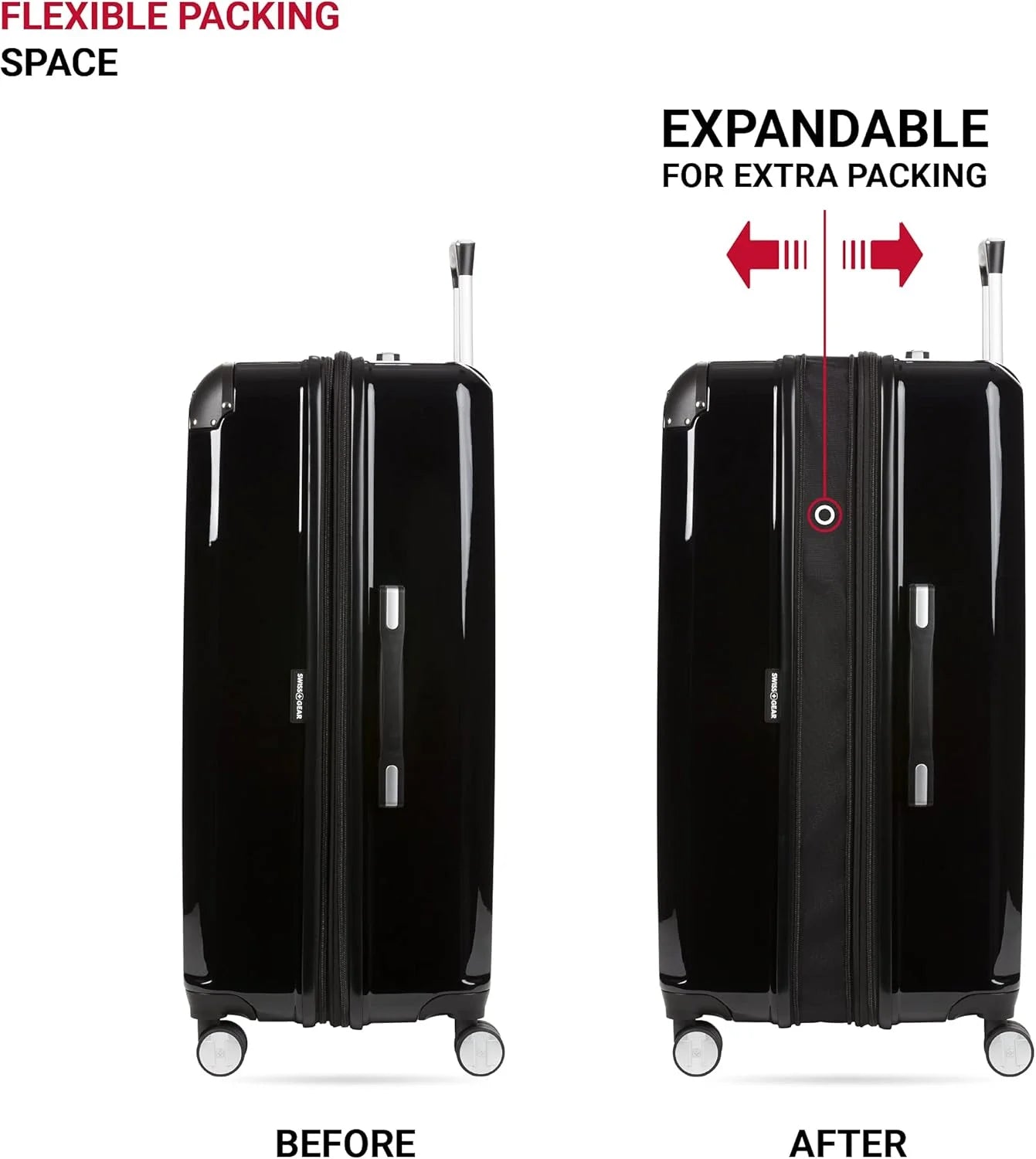 SwissGear 7786 Hardside Expandable Luggage with Spinner Wheels, Black, Checked-Large 27-Inch