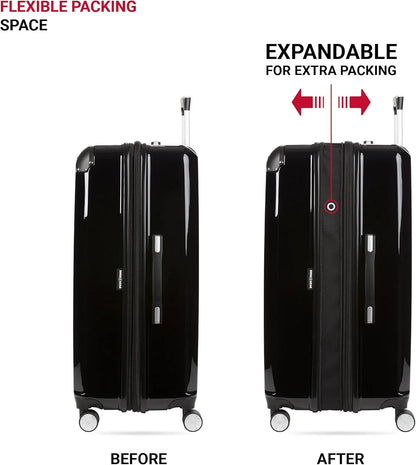 SwissGear 7786 Hardside Expandable Luggage with Spinner Wheels, Black, Checked-Large 27-Inch