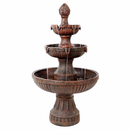 Sunnydaze Flower Blossom Traditional White Resin 3-Tier Outdoor Water Fountain