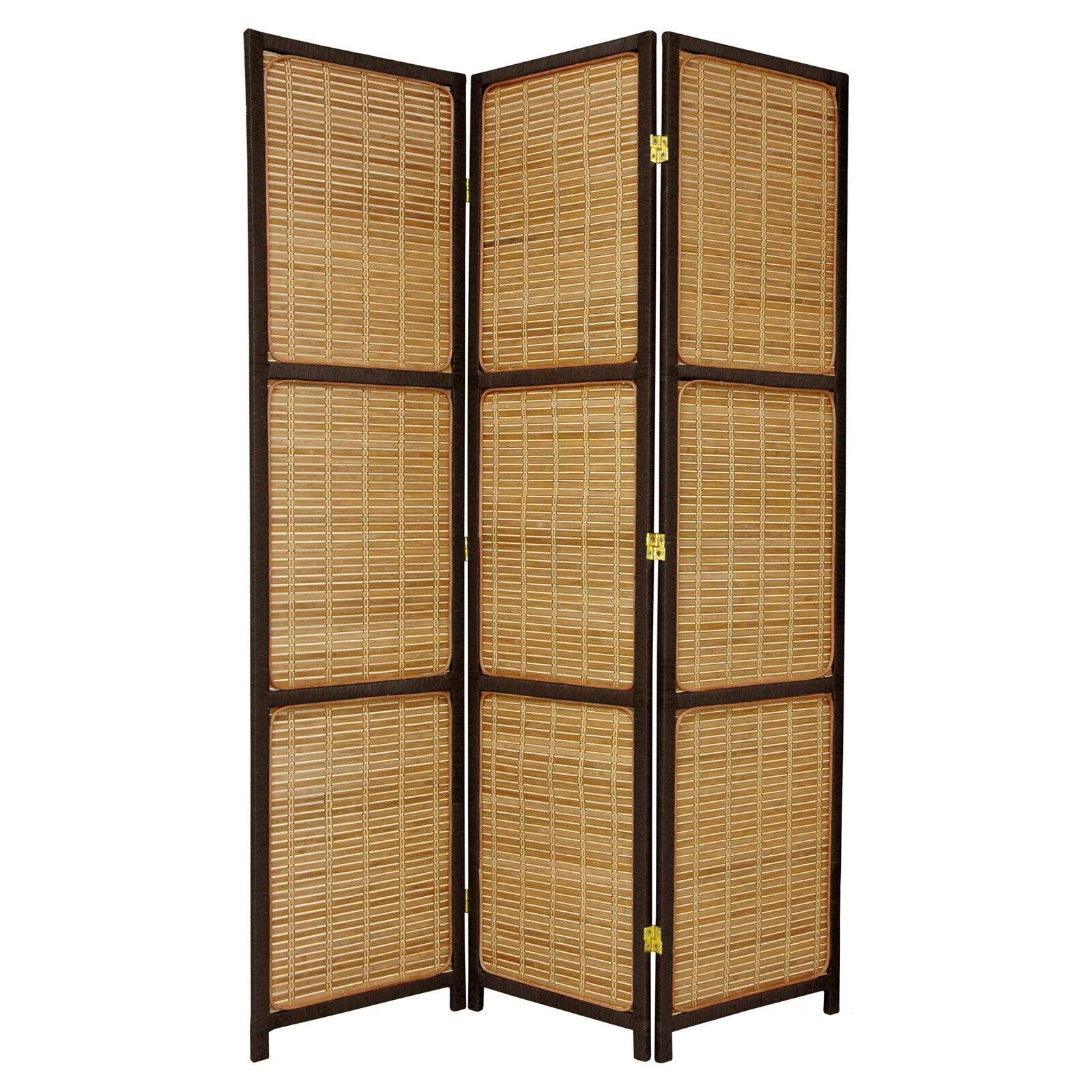 Oriental Furniture 6 ft. Tall Woven Accent Room Divider - 3 Panel - Black