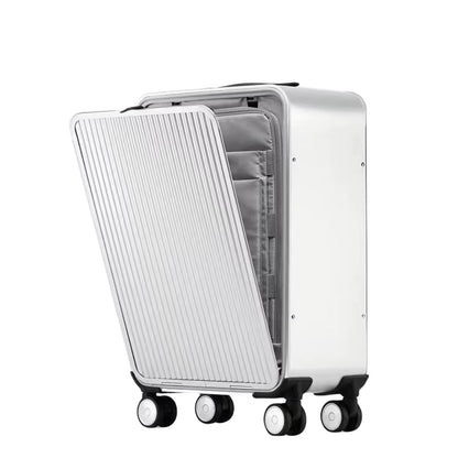 All Aluminum Magnesium Alloy Hardside Carry on Luggage Airline Approved, Zipperless Metal Hardshell Suitcases with Spinner Wheels, Checked Metal Rolling Luggage for Travel, Business