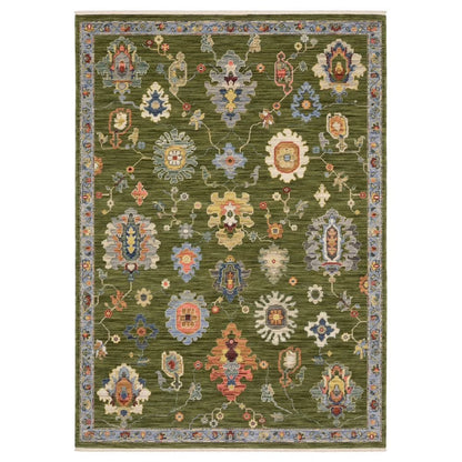 Oriental Weavers Lucca Wool Blend Area Rug - 2863E - 5'3" x 7'6" - in Green/Multi - Vintage Inspired, Wool Blend, Bedroom, Office Rug