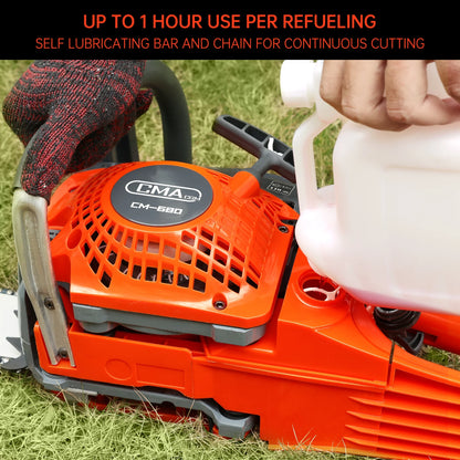 TOPTENG Gas Cordless Chainsaw 24 inch, 2-Cycle Gasoline Powered Chain Saw, 68CC Handheld Cordless Chainsaw, Automatic Chain Oiler, Garden Tool for Cutting Wood Trees