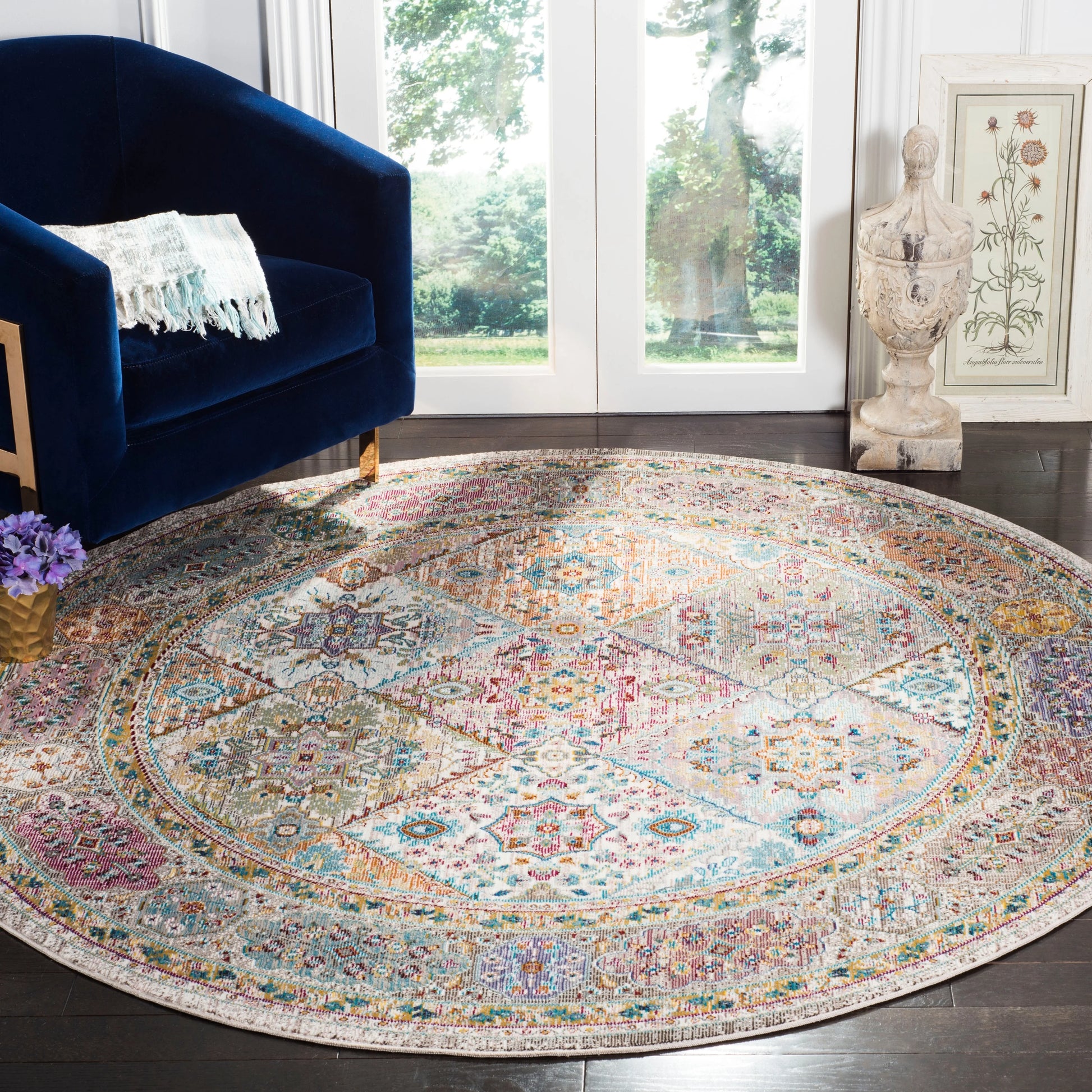 SAFAVIEH Aria Jarvis Traditional Area Rug, Cream/Multi, 5'1" x 7'6"