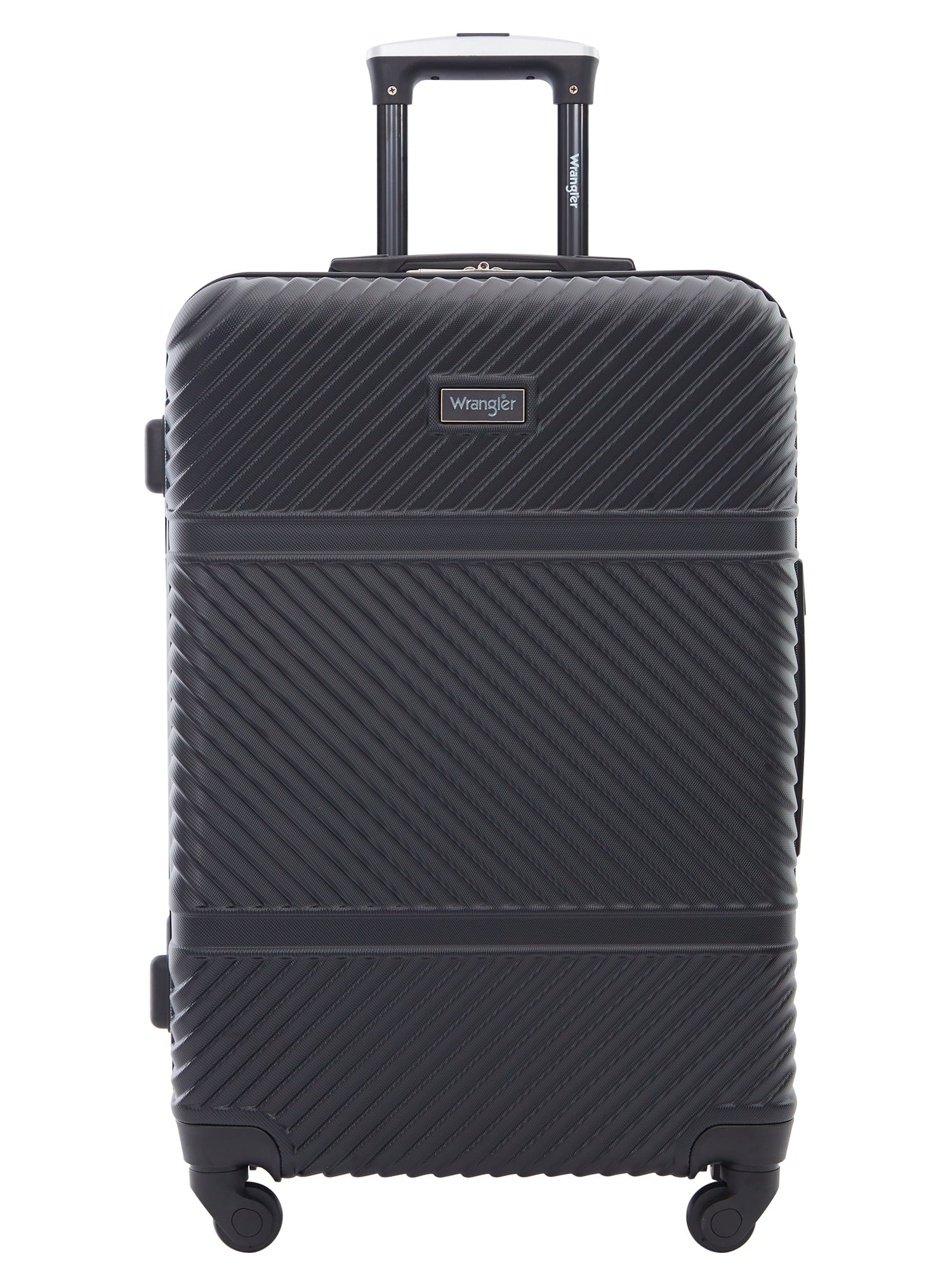 Wrangler 4 Pc Hardside Spinner Luggage Set with 20" & 25" Suitcases and Packing Cubes, Black