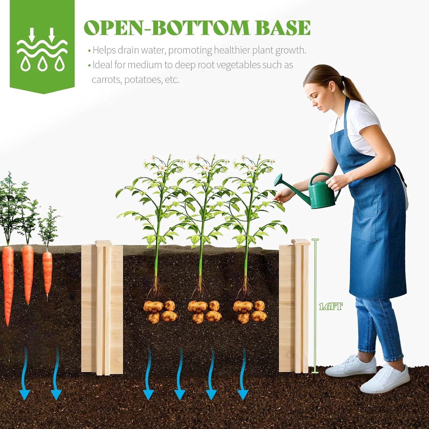 Jocisland Wooden Raised Garden Bed for Outdoor, Deep Large Planter Box for Gardening, Vegetables, Flowers, Herbs8°6°2FT