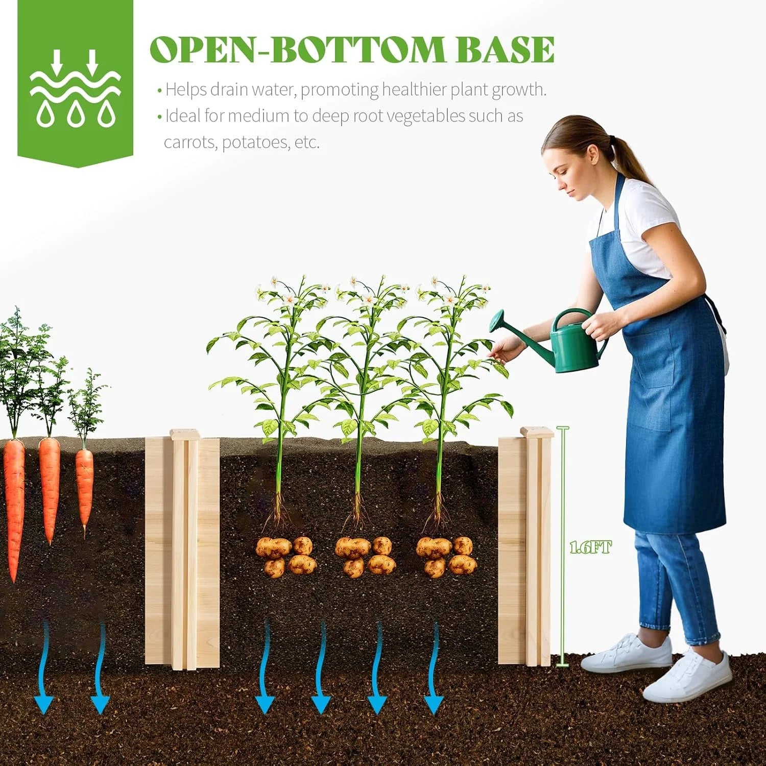 Jocisland Wooden Raised Garden Bed for Outdoor, Deep Large Planter Box for Gardening, Vegetables, Flowers, Herbs8°6°2FT