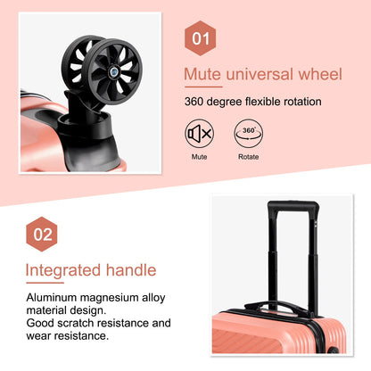 Carry On Luggage, 20" Hardside Suitcase ABS Spinner Luggage with Lock - Crossroad in Rosegold