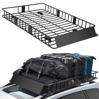 Naipo Roof Rack Cargo Basket,500 lb,64"x39"x6"Extendable Roof Luggage Holder Rack with 4 U-Bolts for SUV/RV,Camping