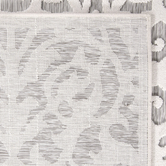 My Texas House Lady Bird, Modern Farmhouse, Damask, Indoor Outdoor Area Rug, Natural Gray, 5'3" x 7'6"