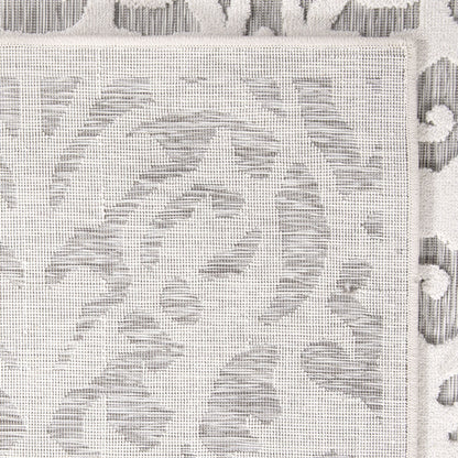 My Texas House Lady Bird, Modern Farmhouse, Damask, Indoor Outdoor Area Rug, Natural Gray, 5'3" x 7'6"