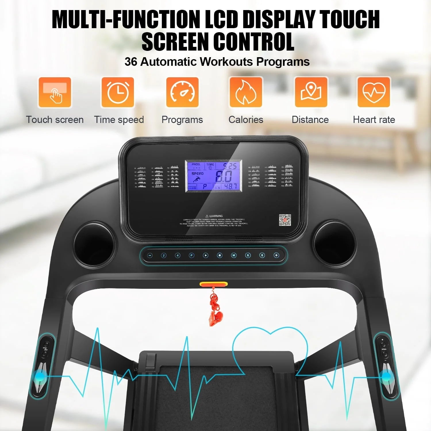 300LBS Capacity Treadmill, 3.25 HP Treadmill with Incline & 18-inch Wide Belt & APP & Bluetooth Speakers, Electric Folding Treadmills for Home Office Gym, Indoor Walking Running Exercise Machine
