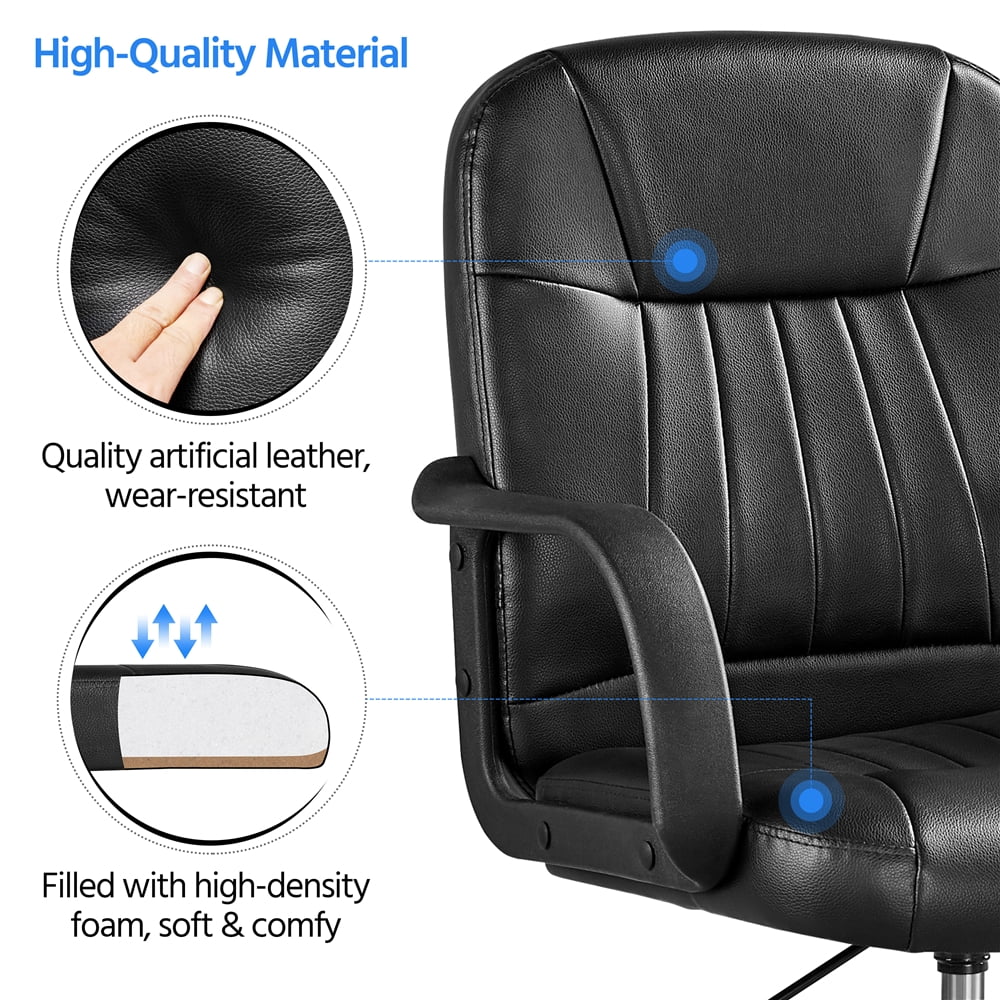 Topeakmart 2PCS Faux Leather Adjustable Swivel Office Chair for Home Office, Black