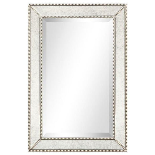 20 x 30 in. Solid Wood Frame Covered Wall Mirror with Beveled Antique Mirror Panels - 1 in. Beveled Edge