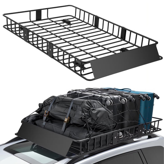 Naipo Roof Rack Cargo Basket,500 lb,64"x39"x6"Extendable Roof Luggage Holder Rack with 4 U-Bolts for SUV/RV,Camping