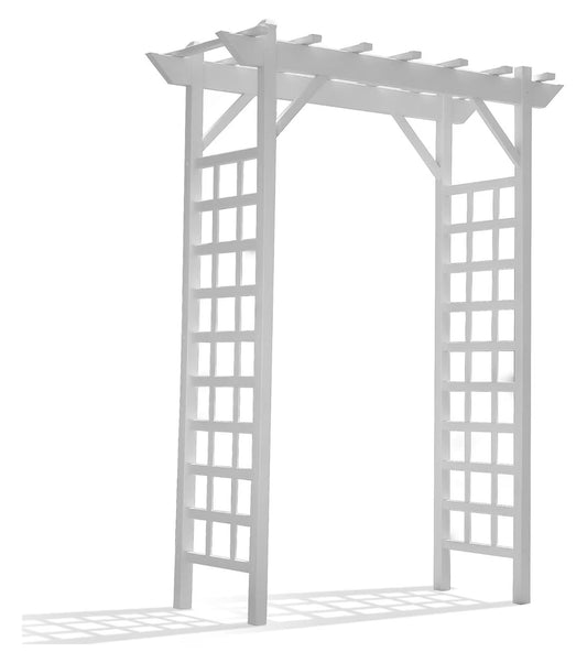 Dura-Trel PVC Garden Arbor, Arch Support for Climbing Plants, Providence, White, 64" x 85"