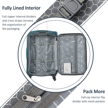 Expandable Softside Luggage Sets 3 Piece,Upright Spinner Suitcases with Wheels,Lightweight Carry on Luggage Travel Set,Green
