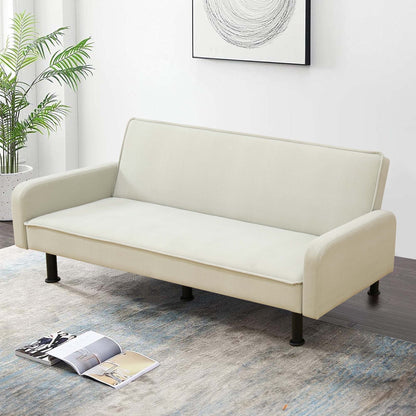 Aukfa 78" Futon Sofa Bed, Upholstered Loveseat for Home Office, Flannel, Light Gray