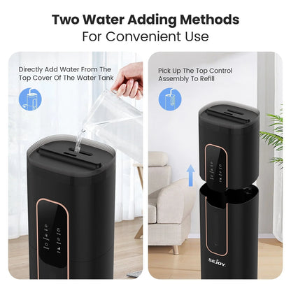 Sejoy Humidifiers for Bedroom Large Room Home.1GAL/8L Top Fill Floor Ultrasonic Humidifiers with 3 Mist Speed,Remote,Quiet Humidification for Plants and Baby Infant,Black