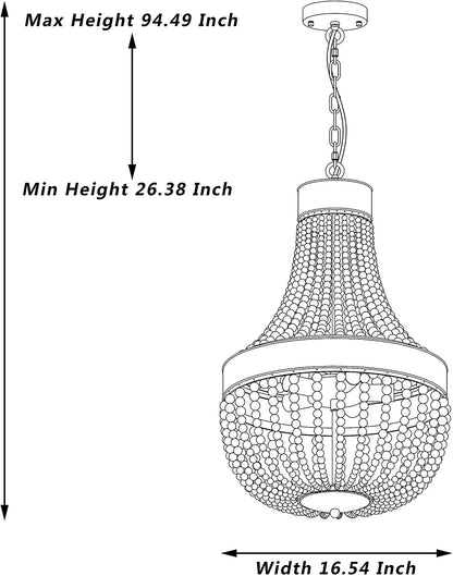 Vanity Art 5 Light Unique Empire Chandelier with Beaded Accents | Modern Hanging Lighting, Ceiling Lights Fixtures for Dining Room Living Room Bed Room Kitchen SYB5265DW-LT