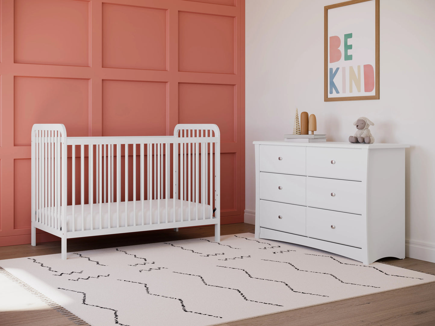Storkcraft Crescent 6 Drawer Children's Nursery Double Dresser, White