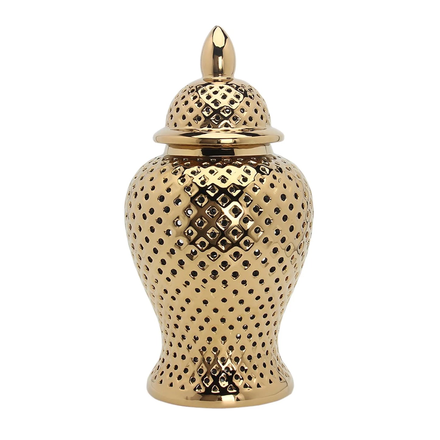 Vintage Style Ceramic Ginger Jar Dried Flower Vase Porcelain Storage Jar with