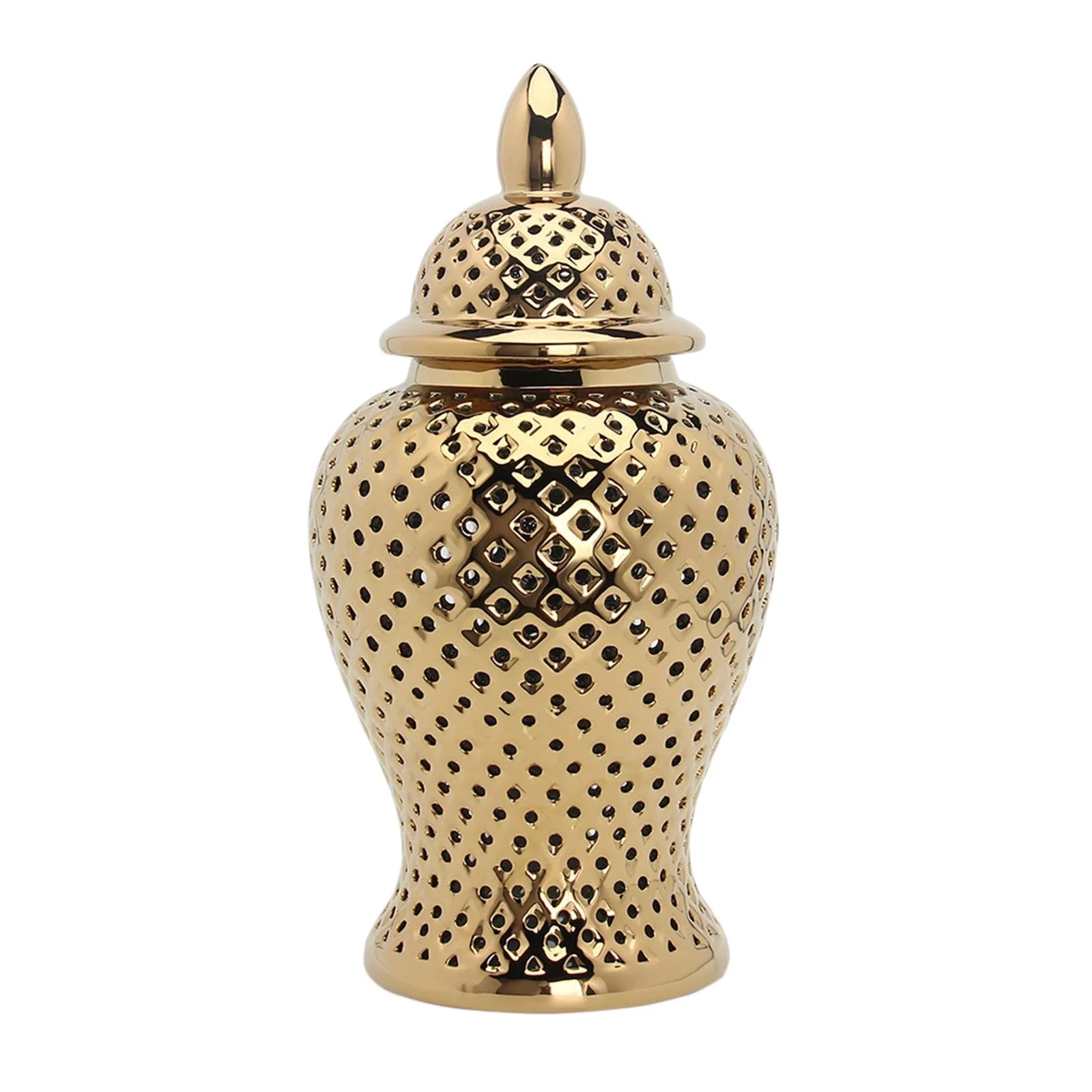 Vintage Style Ceramic Ginger Jar Dried Flower Vase Porcelain Storage Jar with