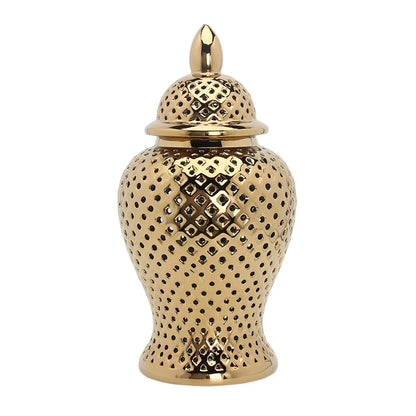 Vintage Style Ceramic Ginger Jar Dried Flower Vase Porcelain Storage Jar with