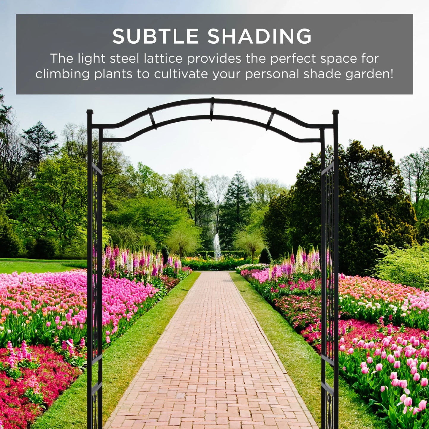 Best Choice Products 92in Steel Garden Arch Arbor Outdoor Trellis for Garden, Climbing Plants w/Wire Lattice - Black