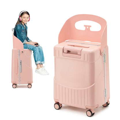 22 Inch TSA Lock Luggage with for Kids& Adult,Check in Lockable Spinner Wheels Free Luggage Cover and Safety Seatbelt Travel Suitcase