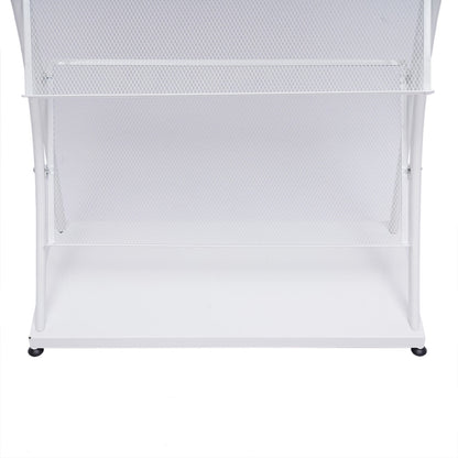 4-Layer Floor-Standing Magazine Display Rack Newspaper Book Storage Rack White 4 Tiers Floor-Standing Magazine Rack Information Storage
