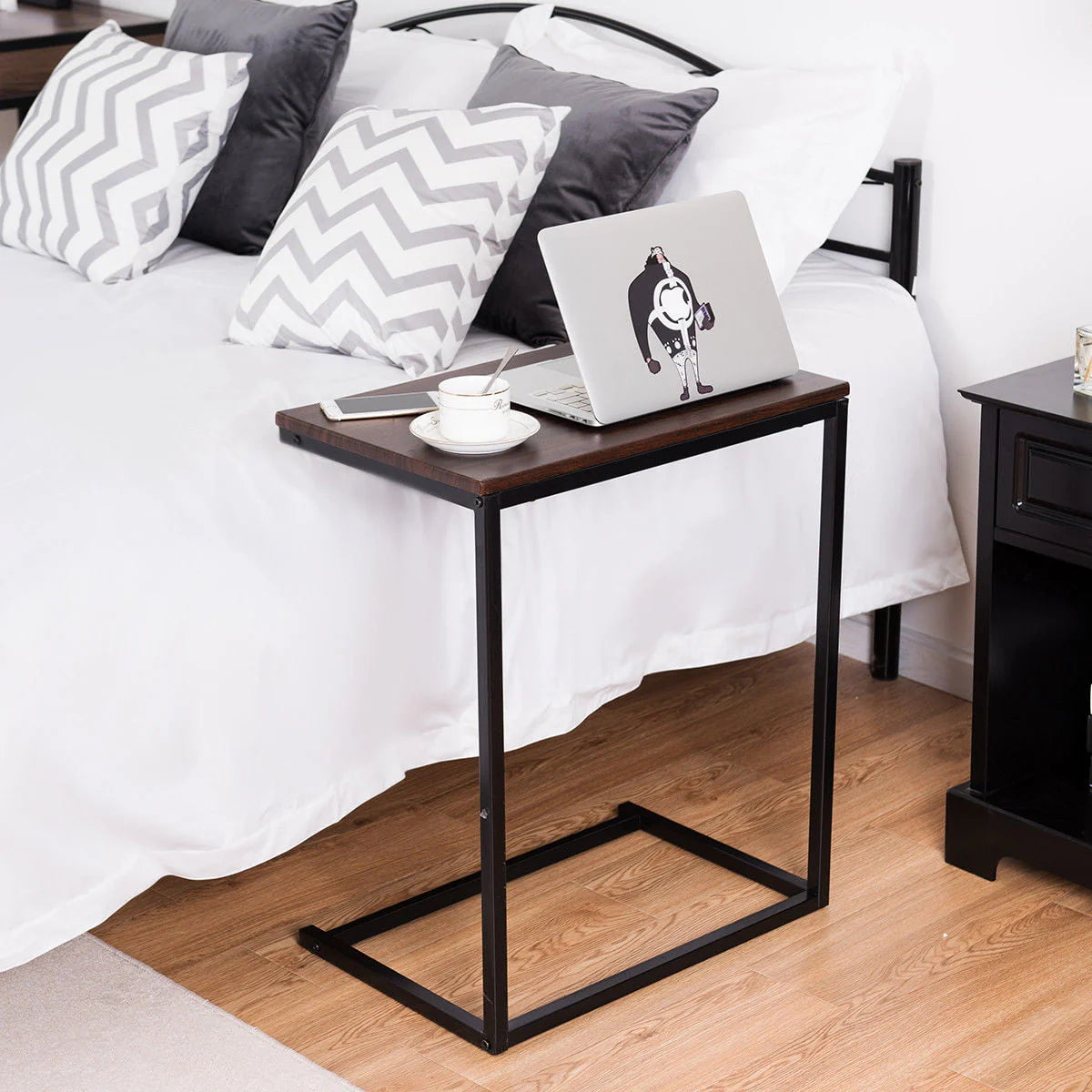 Gymax 26'' Laptop Holder Sofa Side End Table - Table Home Office Furniture