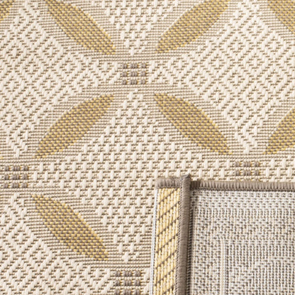 SAFAVIEH Courtyard Cohen Bordered Indoor/Outdoor Area Rug, Dark Beige/Beige, 9' x 12'