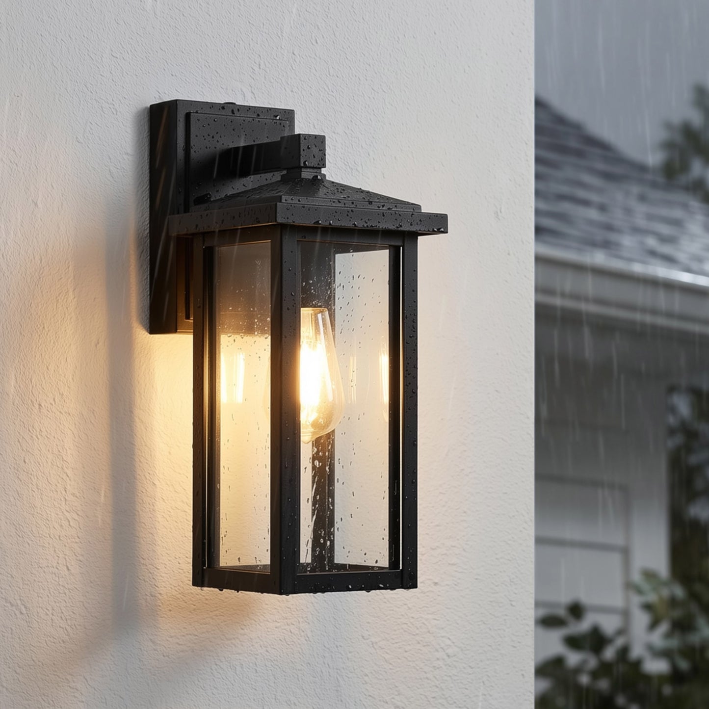 Globe Electric 14' Matte Black Outdoor Wall Light with GFCI Outlet