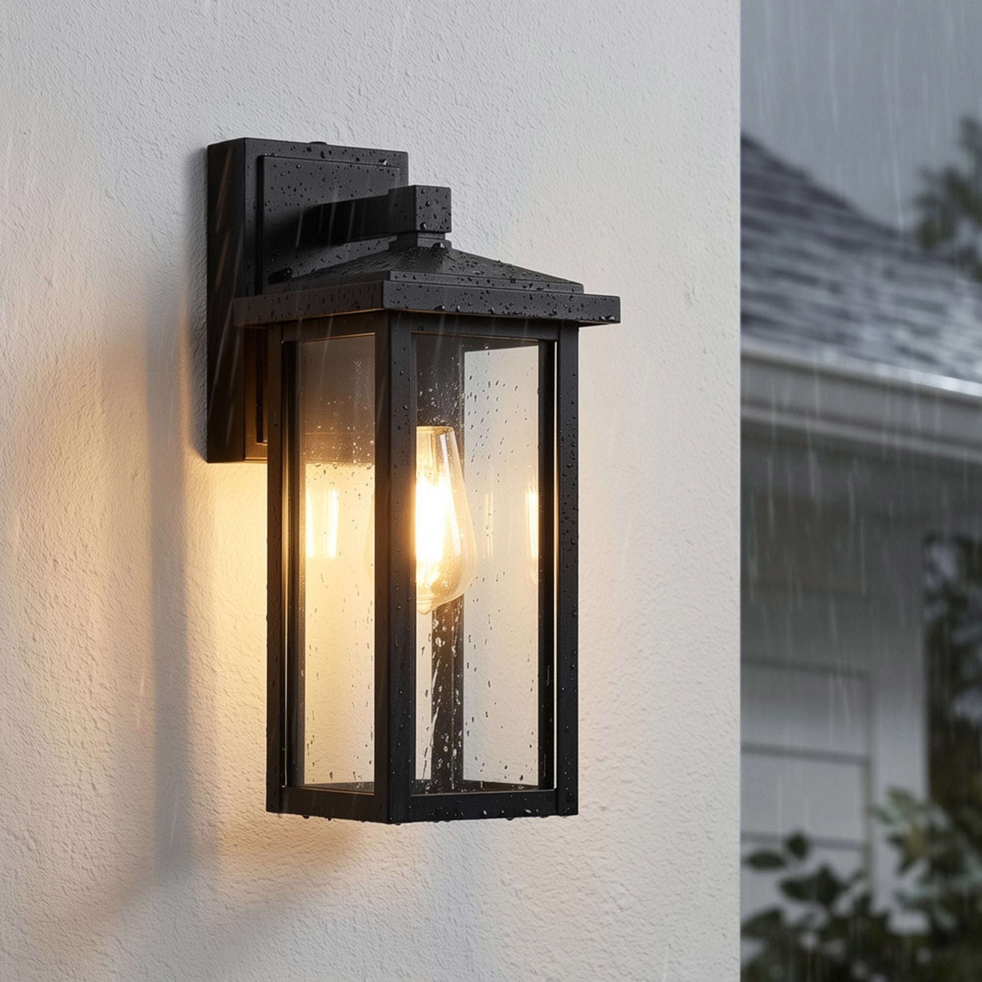 Globe Electric 14' Matte Black Outdoor Wall Light with GFCI Outlet