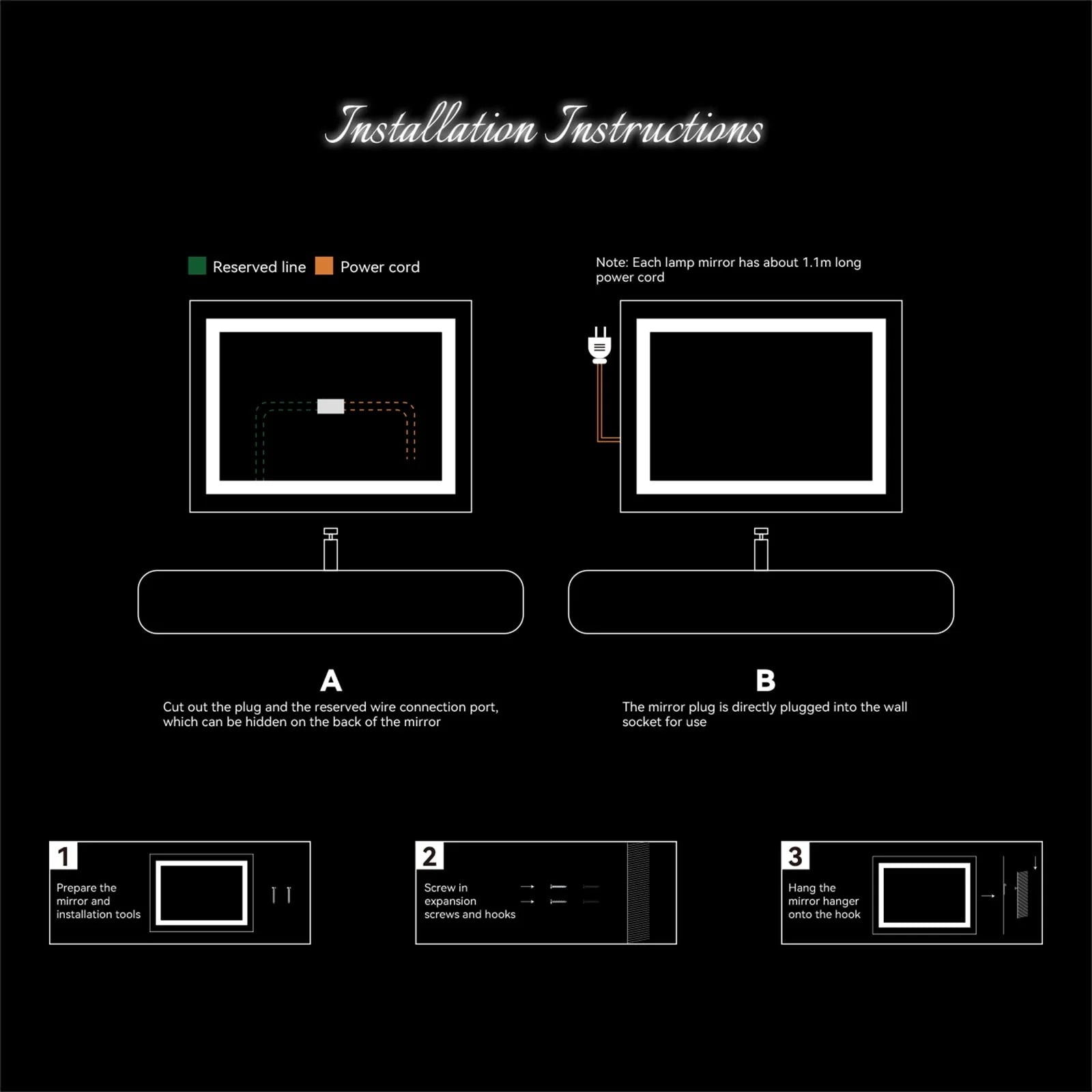 Zimtown Touch LED Bathroom Mirror Rectangle Light Strip Lighted Mirror 32x24 Silver