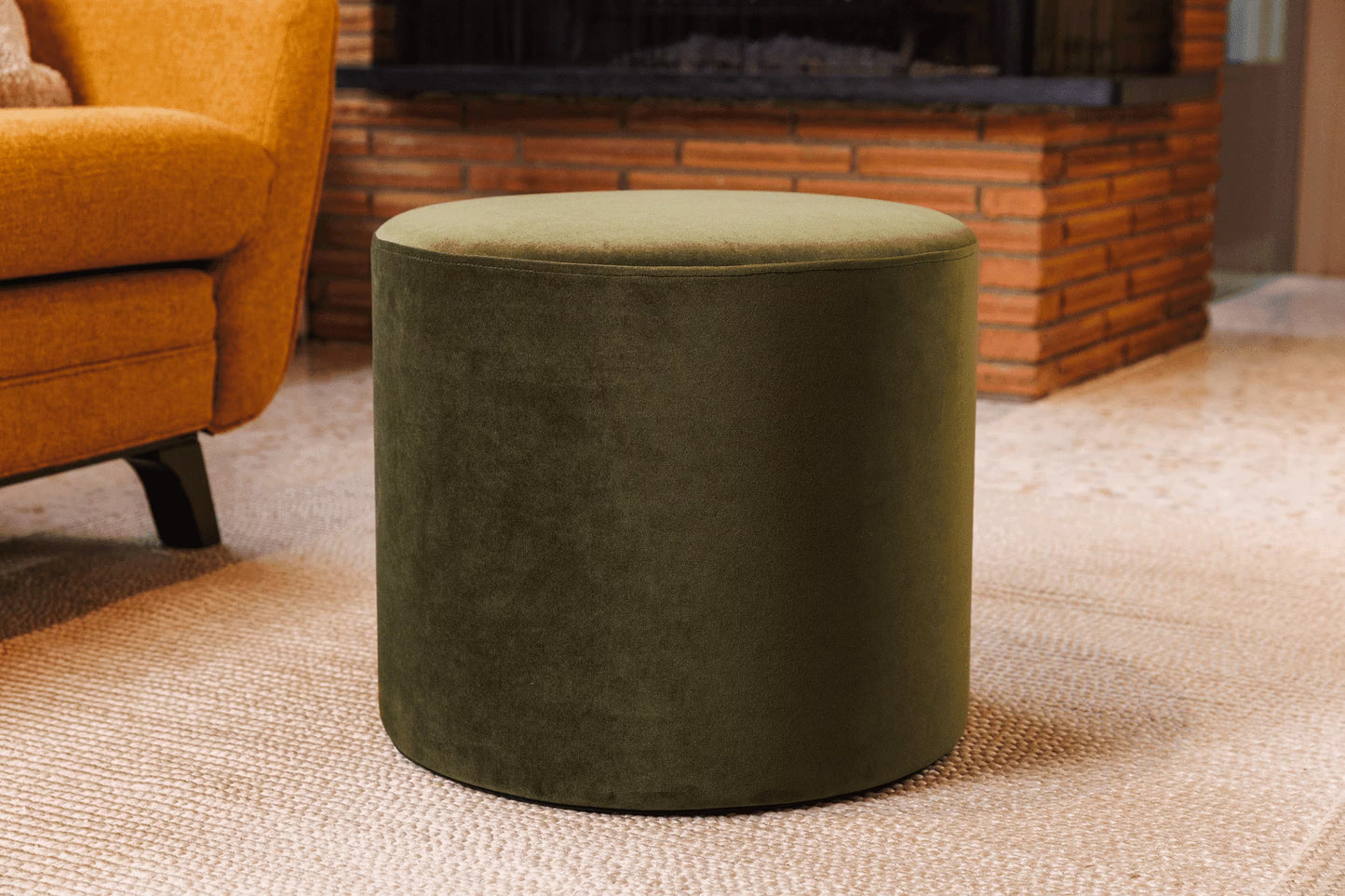 Wovenbyrd Round Pouf Ottoman with Foam Core, Gray - Perfect for Living Room or Bedroom