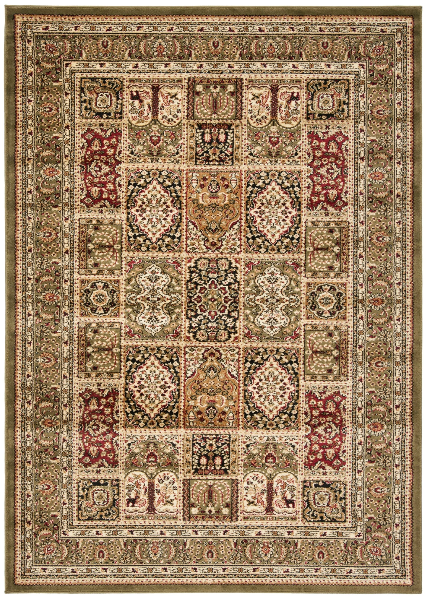 SAFAVIEH Lyndhurst Josephine Traditional Bordered Area Rug, Multi/Green, 9' x 12'
