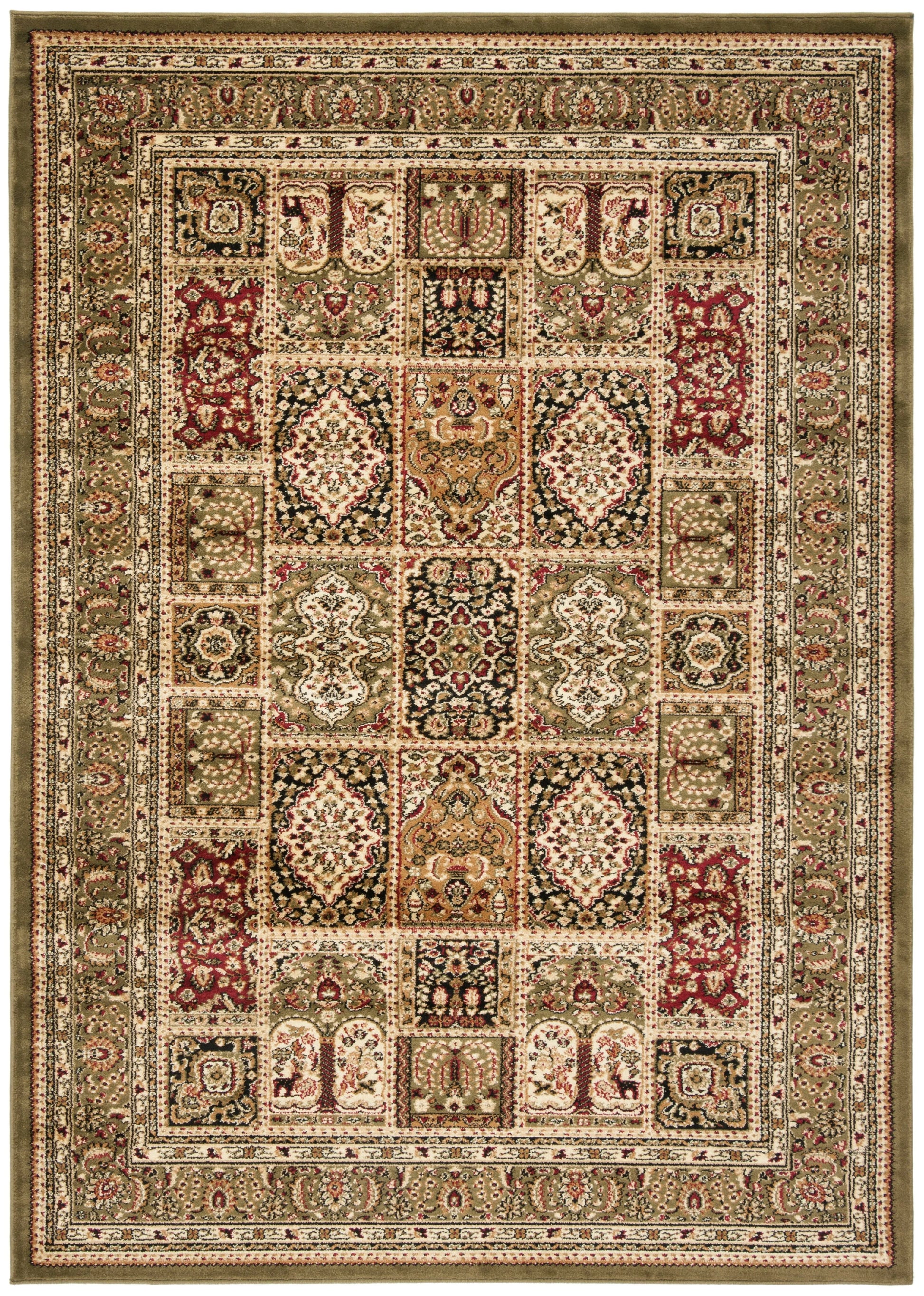 SAFAVIEH Lyndhurst Josephine Traditional Bordered Area Rug, Multi/Green, 9' x 12'